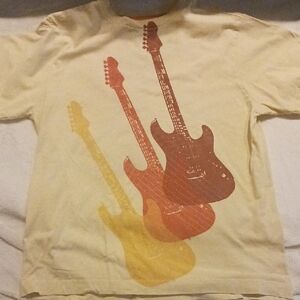 Old Navy Kids T-Shirt with Guitar Print - Red and Yellow